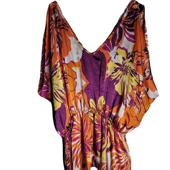 Unique Spectrum Tops - UNIQUE SPECTRUM Orange Floral DRAMATIC Bell Slv X-LITE Tunic 2X